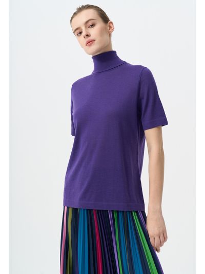 Solid Knitted Short Sleeve Blouse