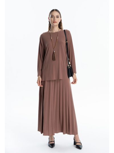 Solid Basic Blouse And Skirt Set -Sale