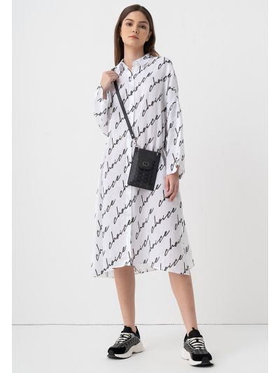 Drop Shoulders Logo Printed Shirt Dress