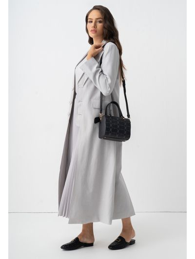 Solid Front Flap Pockets Maxi Jacket
