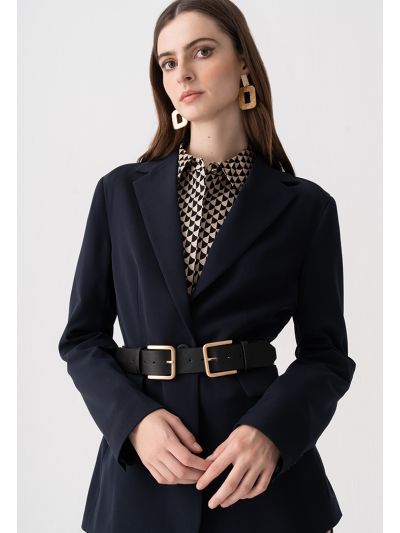 Solid Notched Collar Blazer
