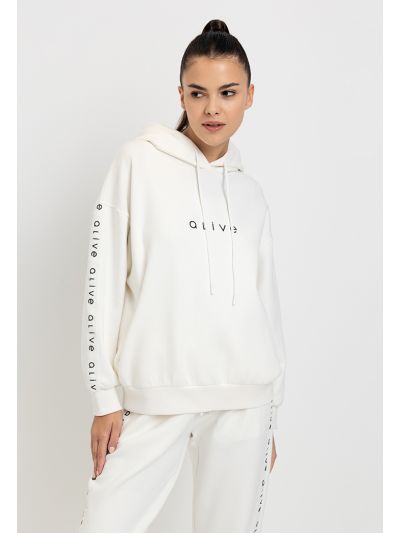 Rubber Print Knitted Drop Shoulder Hoodie