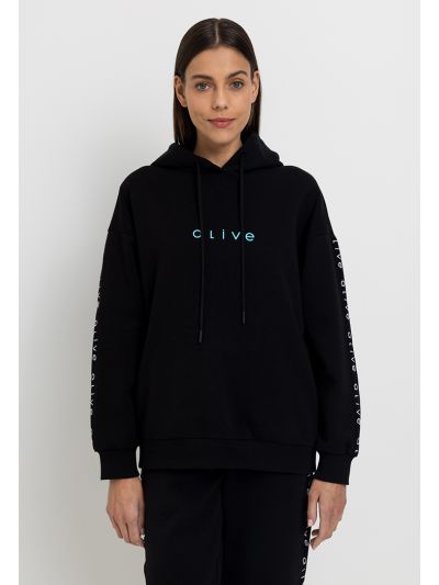 Rubber Print Knitted Drop Shoulder Hoodie