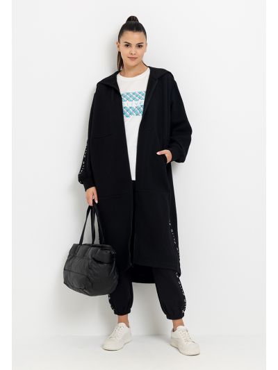 Textured Oversized Hooded Jacket
