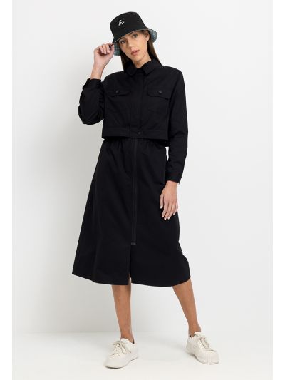 Cut out Full Zip Flared Dress