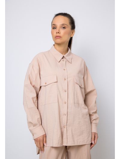 High Low Crinkled Solid Shirt