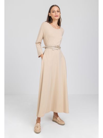 Solid A-Line Maxi Basic Dress