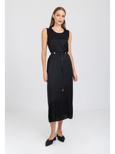 Solid A-line Maxi Sleeveless Dress