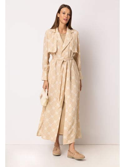 Monogram Print Belted Maxi Abaya