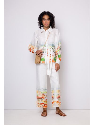 Printed Wide Leg High Waist Trouser
