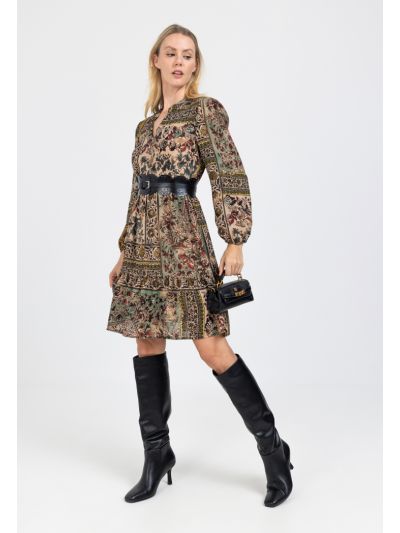 Ethnic Floral Printed Midi Dress