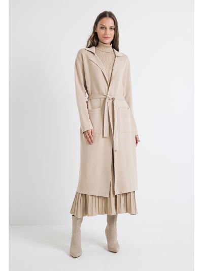 Notched Collar Solid Knitted Cardigan