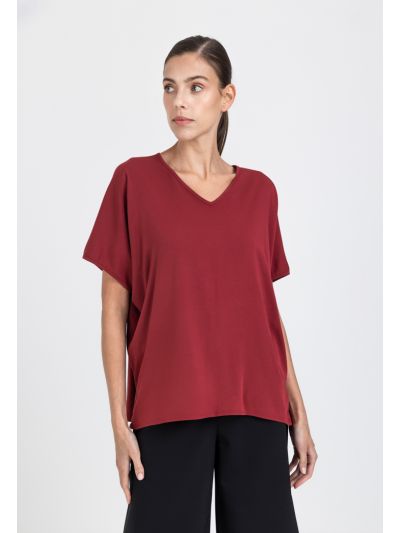 Short Batwing Sleeves Solid Blouse