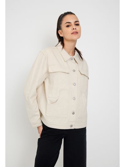 Multi Pocket Textured Monogram Denim Jacket