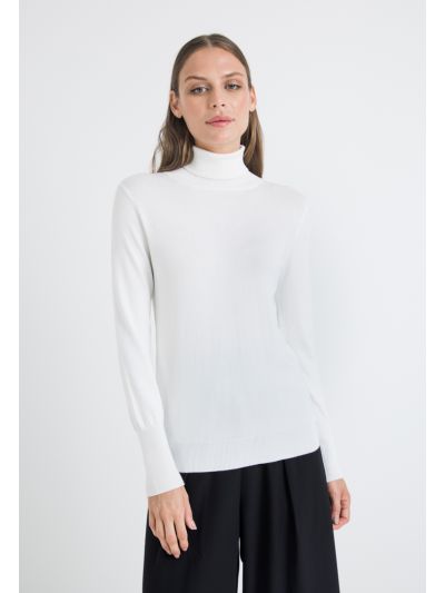 Ribbed Turtle Neckline Slim Fit Solid Basic Top