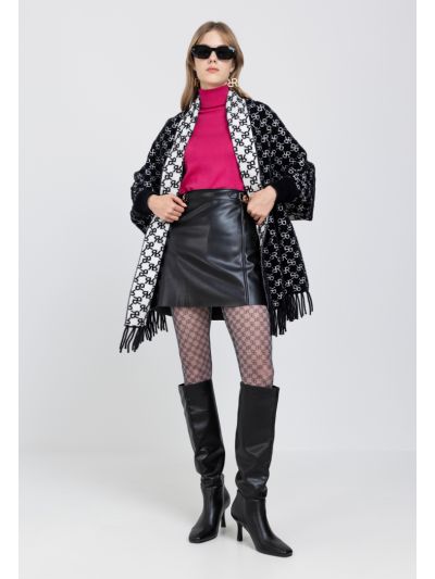 PU Leather Chain Detail Mini Skirt
