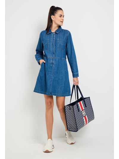 Solid Tunic Denim Dress