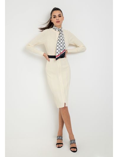 Knitted Ribbed Full Zip Dress Set (2 PCS)
