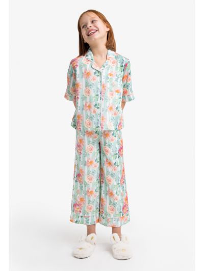 Comfy Floral Button Top & Pants Pajama Set