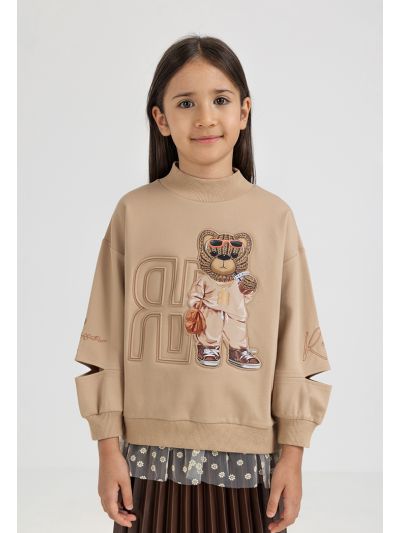 Cut Sleeves Embellished Sweater