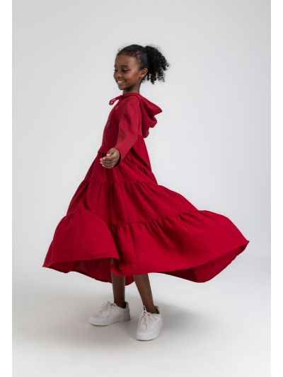 Drop Waist Hoodie Solid Dress