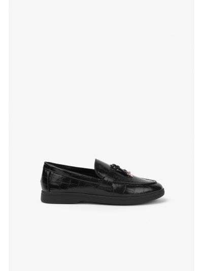 Charms Embellished Textured Loafers