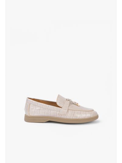 Charms Embellished Textured Loafers