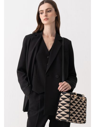 Solid Double Breasted Notched Collar Blazer