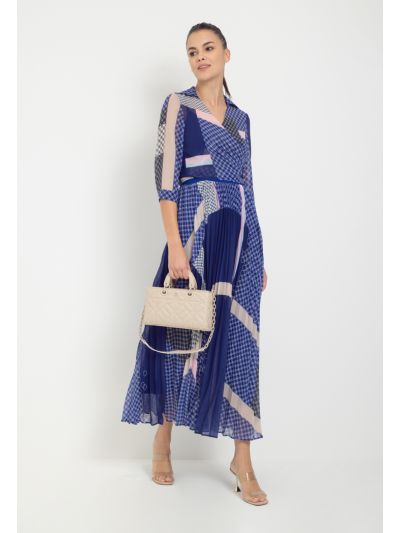 Sleeveless Pleated Dress With Jacket Set (2 PCS)