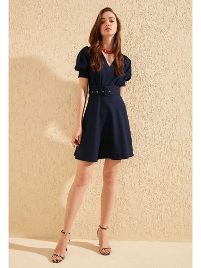 Solid A-Line Dress