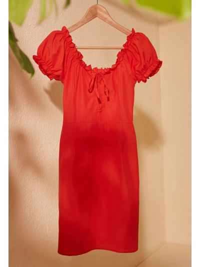 Lace Detailed Poplin Dress 