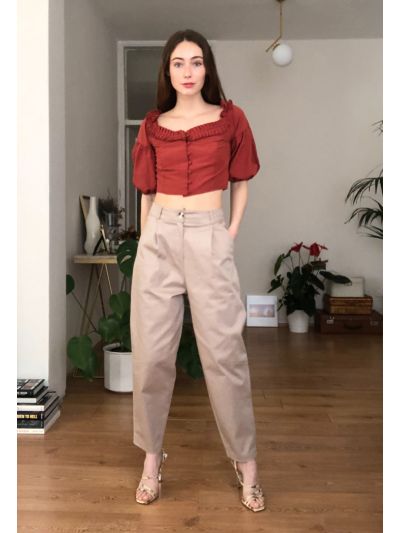 Solid Cropped Trouser