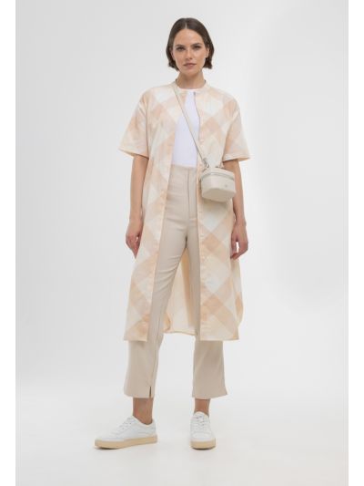 Square Patterned Mutlicolored Midi Dress