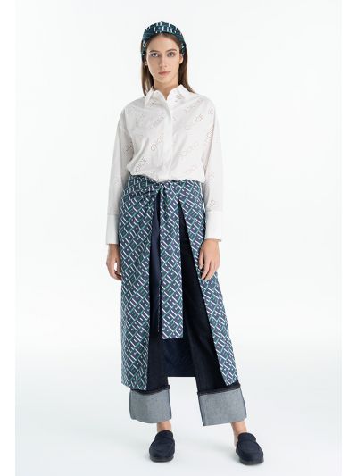 Multicolored Printed Side Slit Midi Skirt -Sale