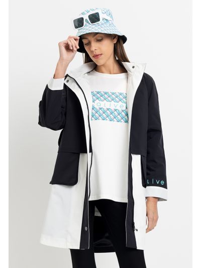 Back Print Contrast Full Zip Jacket