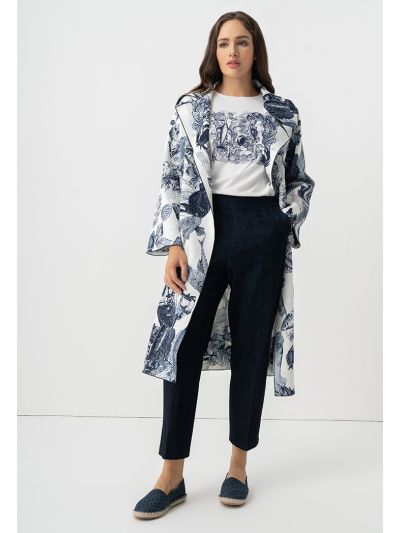 Fish Printed Belted Midi Abaya