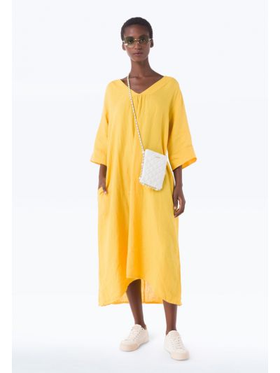V-Neck Solid Textured Maxi Dress -Sale