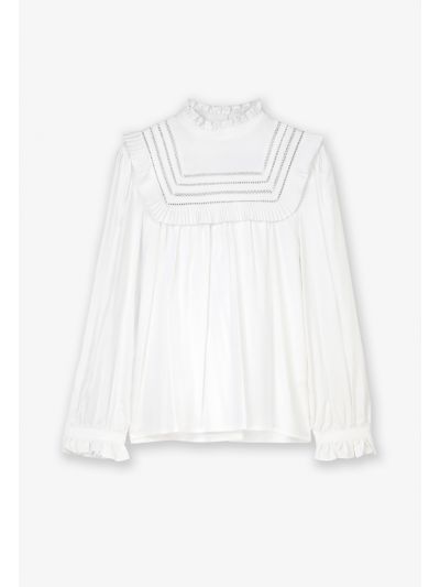 Lace Embellished Solid Blouse