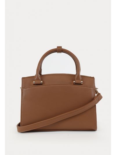 Chic Top PU Leather Handle Hand Bag -Sale