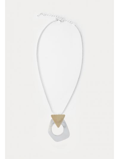 Geometric Zinc Metal Pendant Necklace