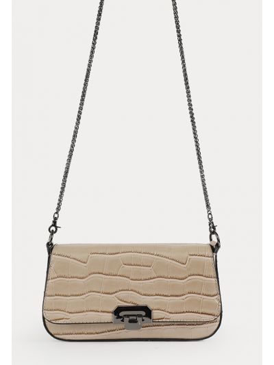Embossed Shiny PU Leather Baguette Bag -Sale