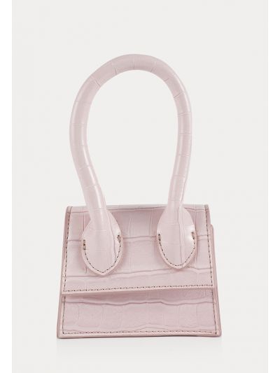 Textured Single Handle Mini Bag With Shoulder Strap