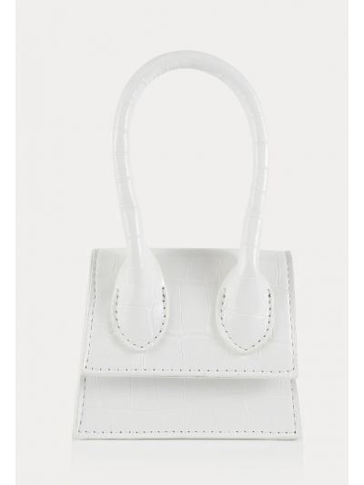 Textured Single Handle Mini Bag With Shoulder Strap -Sale