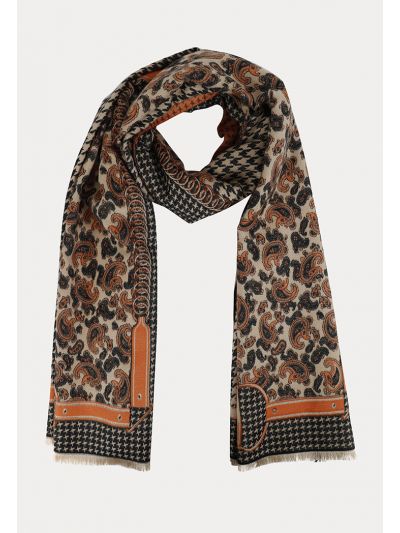 Traditional Pattern Frayed Edges Pashmina Shawl -Sale