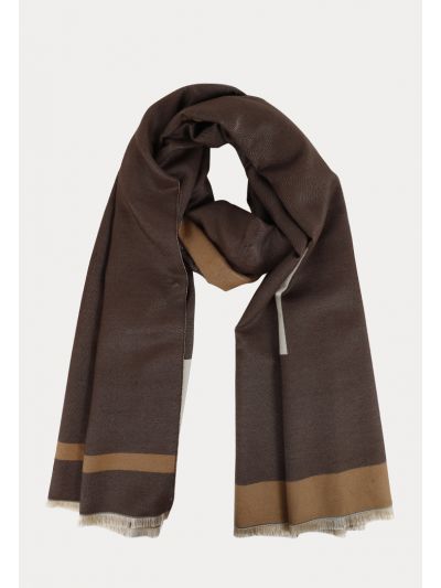 Colorblocking Pattern Frayed Edges Pashmina Shawl -Sale
