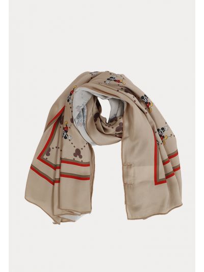 Mickey Mouse Printed Satin Square Scarf -Sale