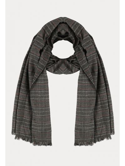 Glen Check Pattern Frayed Edges Scarf -Sale