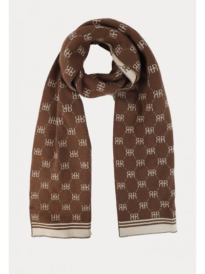 Quatrefoil Print Knitted Ribbed Edges Scarf -Sale