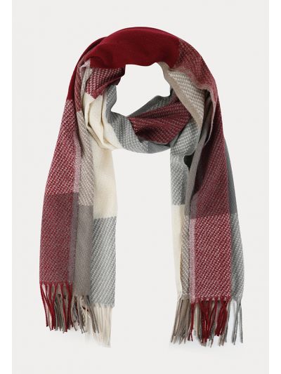 Contrast Squares Tasseled Scarf -Sale