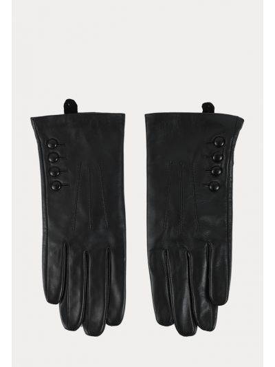 Faux Buttons PU Leather Full Finger Gloves -Sale